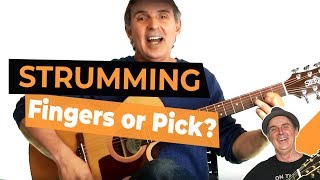 Should I Strum With My Fingers Or A Pick Basic Guitar Lessons For Beginners [upl. by Nuli]