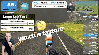 Zwift Trainer Difficulty Faster Climbing on Zwift  350W Lama Lab Test [upl. by Ainel522]