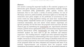 Context Aware Civil Unrest Event Prediction Using Neutrosophic Aspect Based Sentiment Analysis PSO [upl. by Naitsirc]