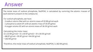 What is the molar mass of sodium phosphate Na PO [upl. by Jeniffer659]