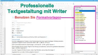 Professionelle Textgestaltung mit Writer  LibreOffice 71 GermanDeutsch [upl. by Shiau]