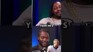 Marshawn Lynch is a hilarious he called CMC the “Snow Bunny Pearl” 😂😂😂nfl marshawnlynch cmc [upl. by Atnas]