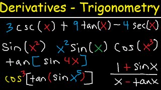 Derivatives of Trigonometric Functions  Product Rule Quotient amp Chain Rule  Calculus Tutorial [upl. by Aneehsor]