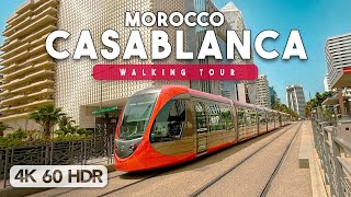 Casablanca Morocco Walking Tour  Anfa District  4K 60FPS HDR [upl. by Vaas]