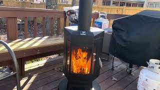 New Product Costco FLAMEPRO wood pellet patio heater initial impressions [upl. by Vicky]