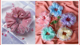 ⭐DIY SCRUNCHIES💚Scrunchies double leyerkrissia Jacob [upl. by Vizza487]