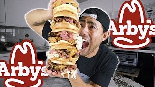 ARBYS MEAT MOUNTAIN CHALLENGE X 5  5100 CALORIES [upl. by Rojam271]