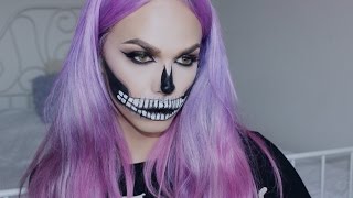 Easy Half Skull Halloween Tutorial  Saline [upl. by Abert422]