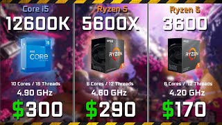 Intel Core i5 12600K vs Ryzen 5 5600X vs Ryzen 5 3600  Gaming Rendering Comparison RX 6900XT [upl. by Firestone]