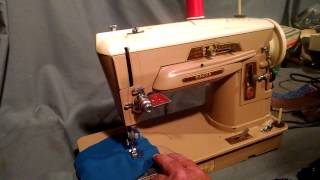 Serviced Vintage 1960 Singer 403 403A Cam Embroidery Red S Sewing Machine NB985420 [upl. by Schoening810]