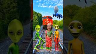 Alian vs dadi ji chill train track funny dance Vfx magic tricks funny shorts ytshorts [upl. by Valaria]