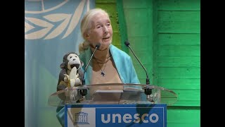 Dr Jane Goodall gives quotA Speech for Historyquot at UNESCO [upl. by Nylanej]