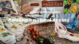 Natural Dye Studio EcoPrinting  knitting amp dyeing vlog [upl. by Annaierb60]