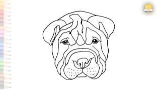 Shar pei dog face drawing easy  Dog drawing tutorials  How to draw Shar pei dog step by step [upl. by Clare580]