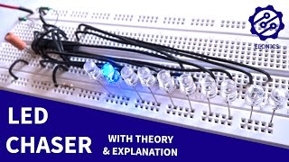 LED Chaser circuit using 555 timer  4017 IC on Breadboard  Basic Electronics Projects [upl. by Notgnillew122]