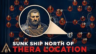 How to Find the Sunk Ship on ruin North of Thera Cultist Clue Location  Assassins Creed Odyssey [upl. by Ailad]