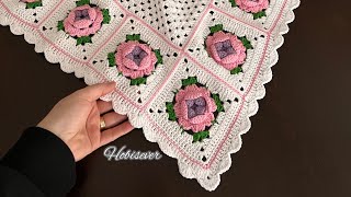 Crochet Border for Granny Rose Blanket  Easy Crochet Baby Blanket Border Pattern For Beginners [upl. by Vtehsta]