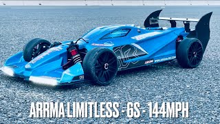 Arrma Limitless  6s Speed Run  144MPH  New Build  Castle XLX2 1721 [upl. by Vinny]