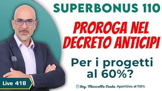 SuperBonus 110  Proroga nel Decreto Anticipi Per i progetti al 60  Aperitivo al 110  N 418 [upl. by Nilla130]