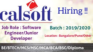 Calsoft Off Campus Drive for Graduates for the Role of Software Engineer [upl. by Kally]