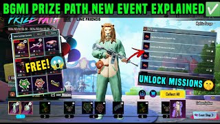 BGMI PRIZE PATH EVENT EXPLAINED PRIZE PATH POINT MISSIONSPRISE PATH LINE FRIEND HOLLA BUDDY TRICK [upl. by Deirdre741]