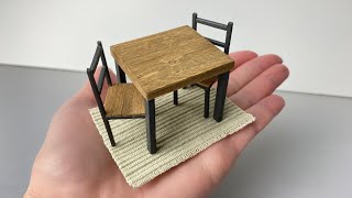 DIY Dolls House Table and Chairs made with popsicle sticks ♥️ Miniature Wooden Table and Chairs [upl. by Artek]