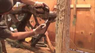 THE LOG BED Sanding and Staining The Transformation Has Begun Part 6 [upl. by Bokaj]