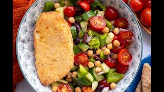 How To Make Air Fried Halloumi with Chopped Mediterranean Salad [upl. by Ordnasil]