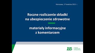 Roczne rozliczenie składki zdrowotnej webinar [upl. by Alexi]