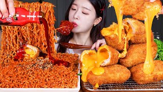 ASMR MUKBANG  핵불닭소스 콸콸 부어 먹는 불닭볶음면 amp 체다치즈폭탄돈까스 먹방 BULDAK SPICY CHICKEN RAMEN amp CHEESE KATSU CUTLET [upl. by Kohn856]