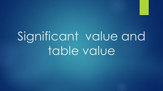 Significant Value and Table Value Tamil [upl. by Hirsch]