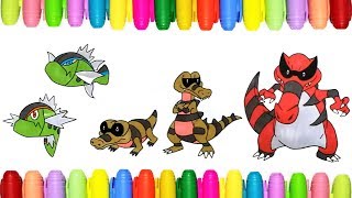 Pokemon coloring pages  Basculin Sandile Krokorok and Krookodile [upl. by Euqinue]