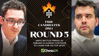 FIDE Candidates 2024 Rd 5  Ian Battles Pragg As Fabiano amp Gukesh Continue To Chase His Top Spot [upl. by Terence732]