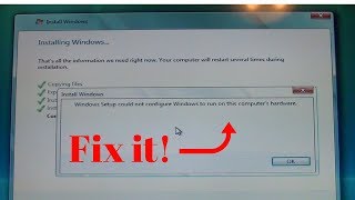 How to fix Windows Setup could not configure Windows to run on this computers hardware [upl. by Kendricks654]