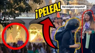 ¡MOTOCICLISTA VS FEMINISTA VANDALIZAN TIENDA DE VESTIDOS DE BODA [upl. by Nnek916]