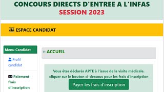 Concours DEntrée A LINFAS 2023  Consulter Résultat Visite Médicale Et Payer Frais DInscription [upl. by Notac]