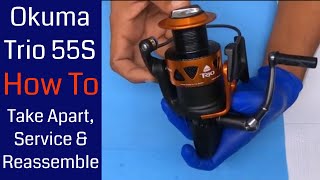 Okuma Trio 55S Fishing Reel  How to take apart service and reassemble [upl. by Suiremed]