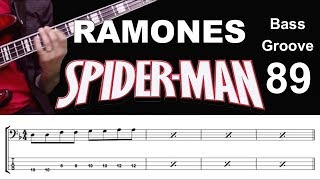 SPIDER MAN Ramones How to Play Bass Groove Cover with Score amp Tab Lesson [upl. by Allistir735]