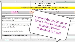 Account Reconciliation in Excel How to Reconcile SupplierVendor Statement in Excel🤔 [upl. by Wendelin]