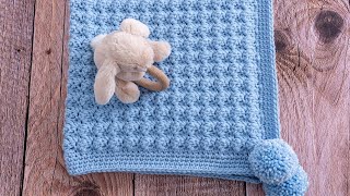 How to Crochet a Baby Blanket for Beginners Super EASY amp QUICK Only 1 row to repeat [upl. by Ainalem549]