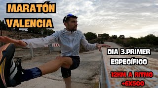 PRIMER ESPECÍFICO MARATON VALENCIA DÍA 3 12km 6x500 [upl. by Maxi361]