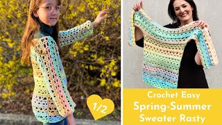 🧡 SpringSummer Sweater🧡 Easy Crochet Sweater for beginners🧡Rasty yarn🧡 Free written pattern 🧡 12 [upl. by Mareah]