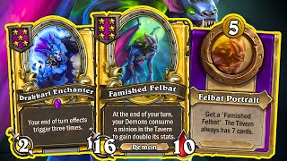 5X FELBAT with THE TRINKET AND GOLDEN DRAKKARI  Season 8  Hearthstone battlegrounds [upl. by Berlyn]