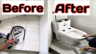 Asian man bathroom toilet changing techniques using skills [upl. by Haerdna]