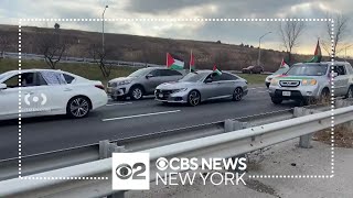 Drivers head to JFK LaGuardia airports for proPalestinian demonstrations [upl. by Ifill72]