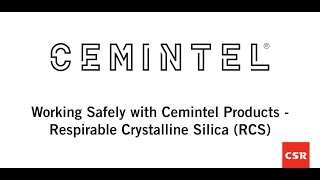 Working Safely with Cemintel  Respirable Crystalline Silica RCS [upl. by Acinorrev783]