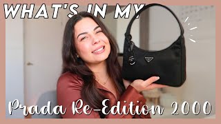 Whats in my PRADA REEDITION 2000 NYLON BAG  Review  How much can it fit Too late to purchase [upl. by Liscomb504]