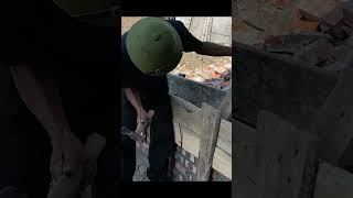 Construction of wooden formwork foundation beams by hand  primitive tools construction building [upl. by Luci]