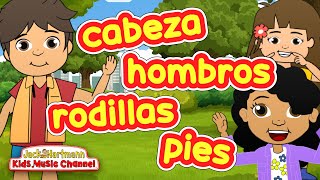 Cabeza Hombros Rodillas y Pies  Head Shoulders Knees and Toes in SPANISH  Jack Hartmann [upl. by Dodson498]