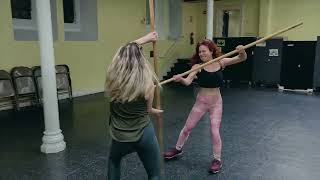 Basic Quarterstaff Fight  Aubrey amp Danielle [upl. by Placidia982]